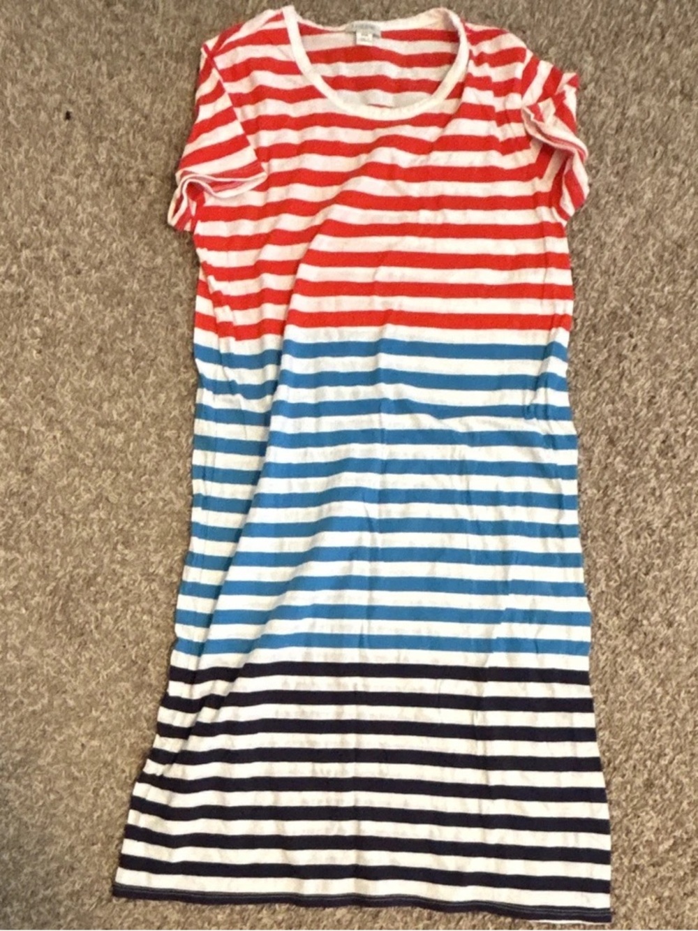 J. Crew Striped Short Sleeve Shift Dress - Red, Light Blue, Navy